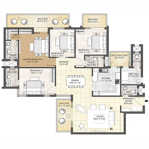 Adani Oyster Grande Gurgaon - 4 BHK Plan