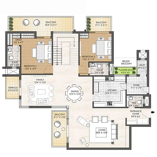 Adani Oyster Grande Gurgaon - 5 BHK Plan