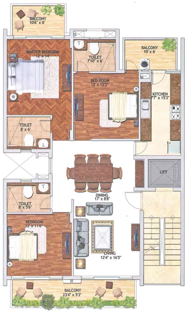 Adani Samsara Gurgaon - 3 BHK Plan