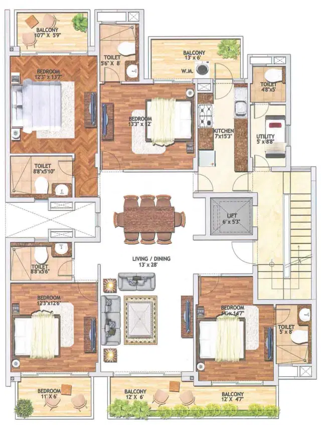 Adani Samsara Gurgaon - 4 BHK Plan