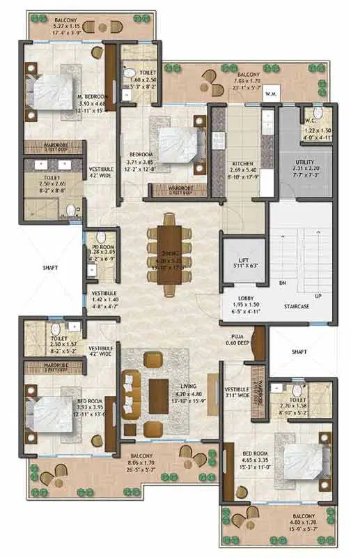 Adani Samsara Vilasa - 4 BHK Plan