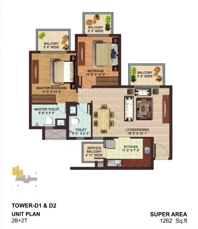 AIPL Zen Residences Gurgaon - 4 BHK Plan
