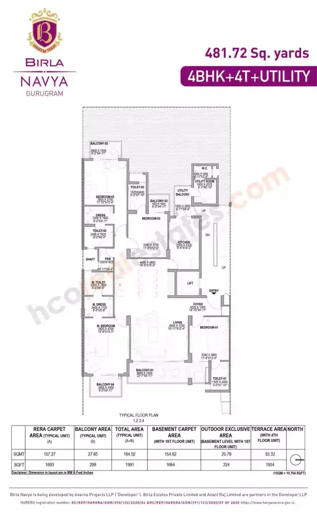 Birla Navya Gurgaon - 4 BHK Plan