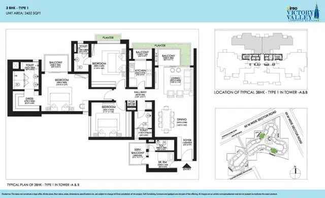 Central Park 3 Sohna - 3 BHK Plan