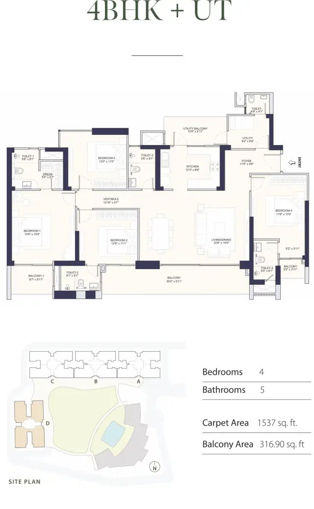 Conscient Parq Gurgaon - 4 BHK Plan
