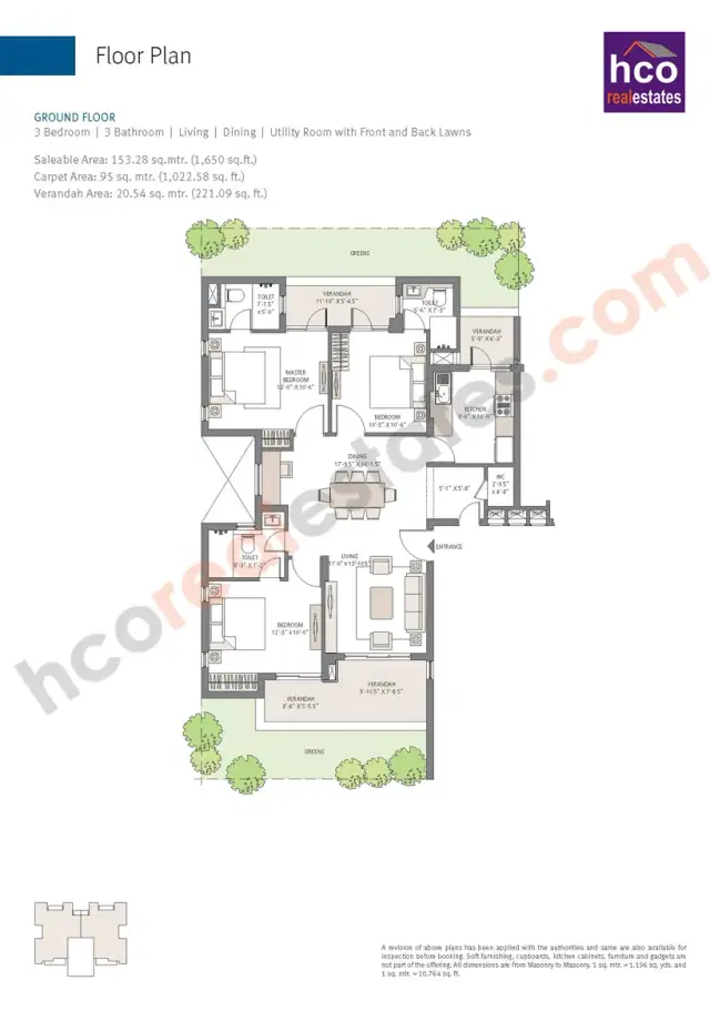 Emaar Gurgaon Greens - 3 BHK Plan
