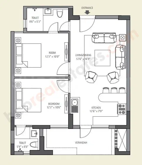 Emaar The Vilas Gurgaon - 2 BHK Plan