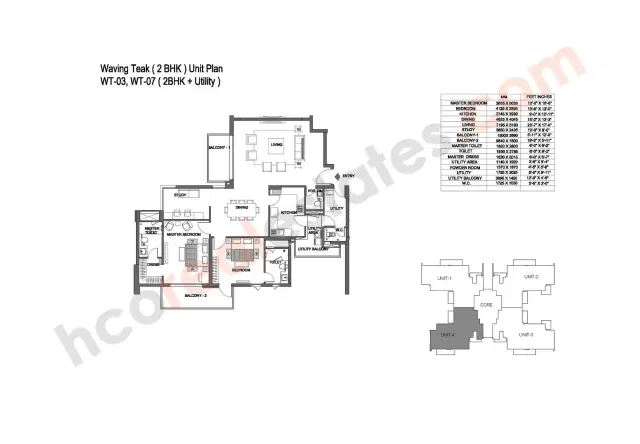 Experion Windchants Apartments - 2 BHK Plan