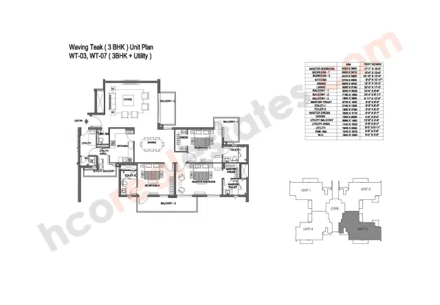 Experion Windchants Apartments - 3 BHK Plan