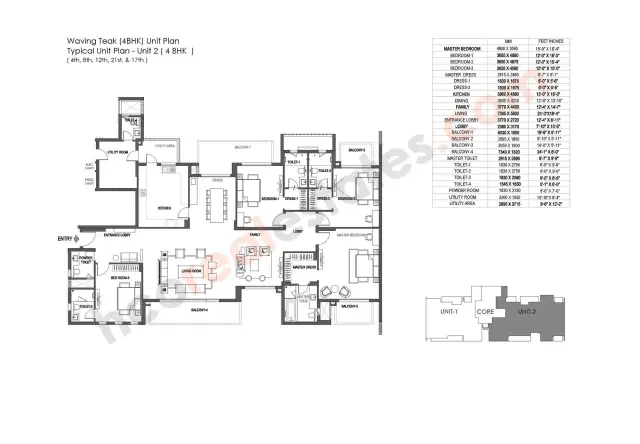 Experion Windchants Apartments - 4 BHK Plan