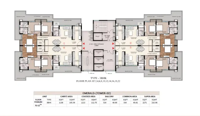 Galaxy Sawasdee Heights Delhi - 3 BHK Plan
