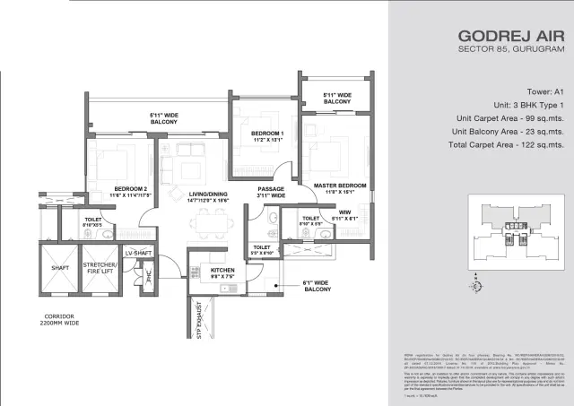 Godrej Air Gurgaon - 3 BHK Plan