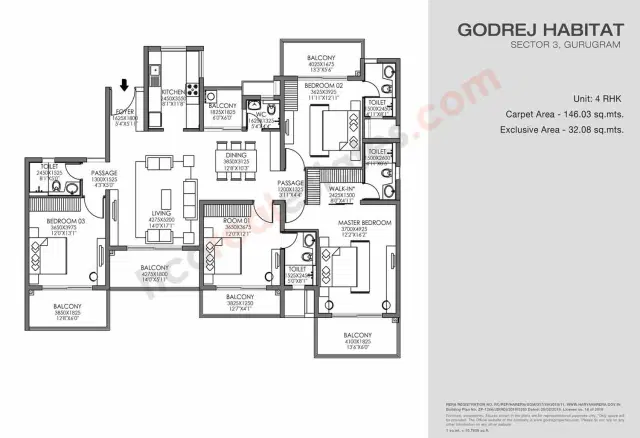 Godrej Habitat Gurgaon - 4 BHK Plan