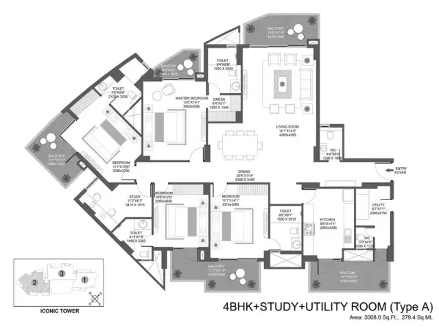 Godrej Icon Gurgaon - 4 BHK Plan