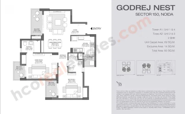 Godrej Nest Noida - 2 BHK Plan