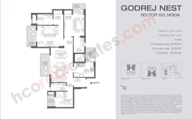 Godrej Nest Noida - 3 BHK Plan
