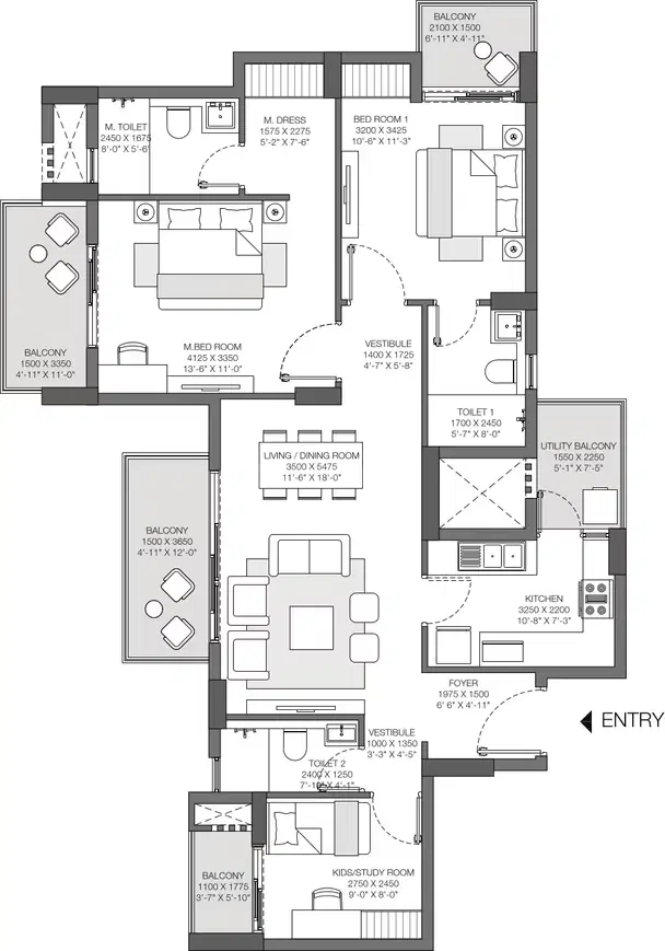 Godrej Nurture Noida - 3 BHK Plan