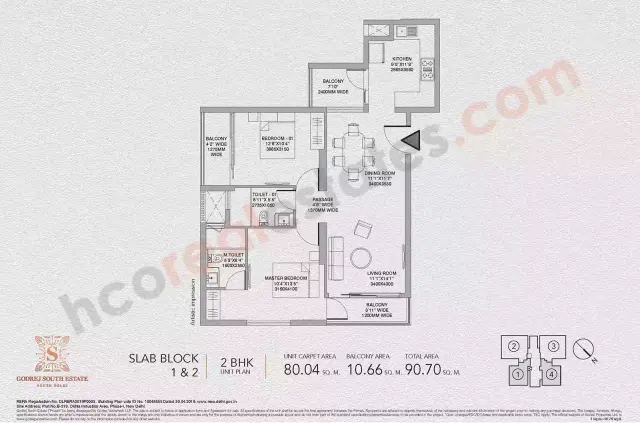 Godrej South Estate Okhla - 2 BHK Plan