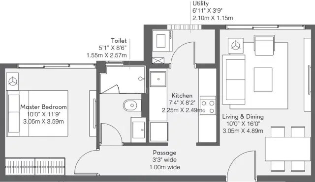 Godrej Trees Mumbai - 1 BHK Plan