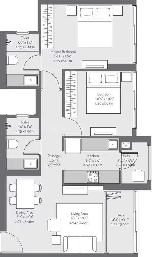 Godrej Trees Mumbai - 2 BHK Plan