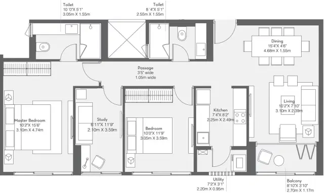 Godrej Trees Mumbai - 3 BHK Plan