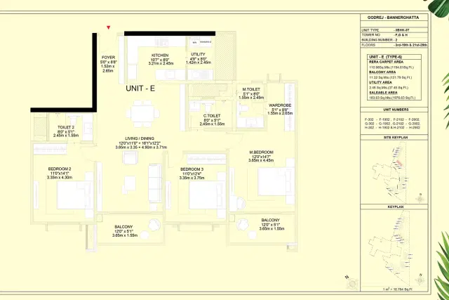 Godrej Vanantara 3 BHK Floor Plan