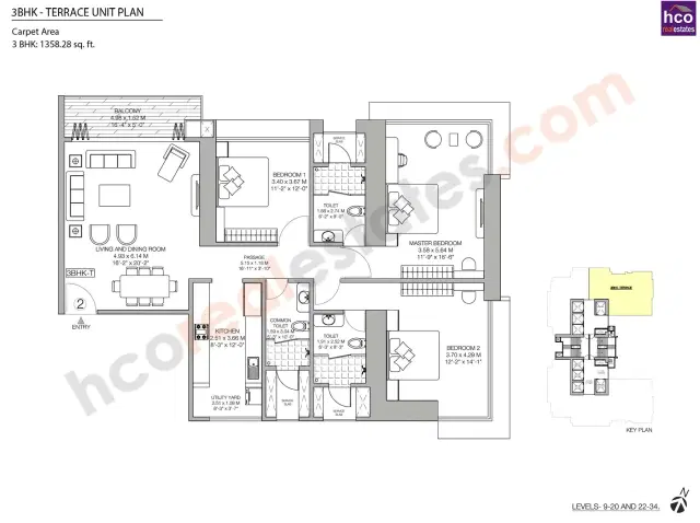 Godrej Woods Noida - 3 BHK Plan