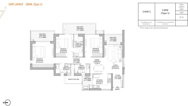 Godrej Zenith Gurgaon - 3 BHK Plan