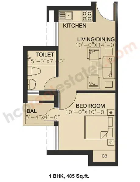 Hero Holiday Homes Haridwar - 1 BHK Plan
