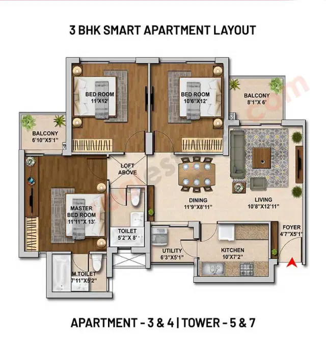 Hero Homes Gurgaon - 3 BHK Plan