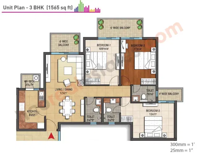 Hero Homes Mohali - 3 BHK Plan