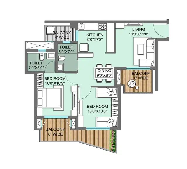  ILD GSR Drive Sohna - 2 BHK Plan