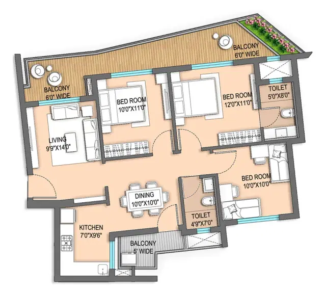  ILD GSR Drive Sohna - 3 BHK Plan
