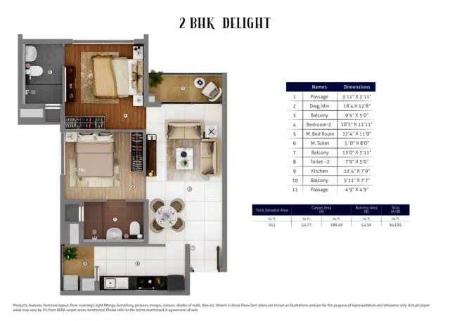 Joyville Gurgaon Phase 3 - 2 BHK Plan