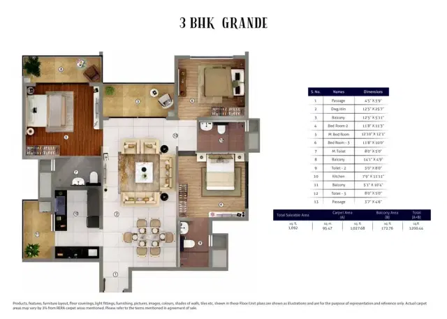 Joyville Gurgaon Phase 3 - 3 BHK Plan