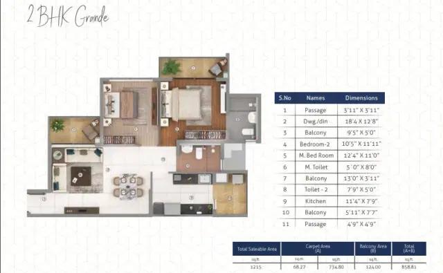 Joyville Gurgaon Phase - 2 BHK Plan