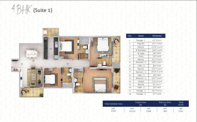 Joyville Gurgaon Phase - 4 BHK Plan