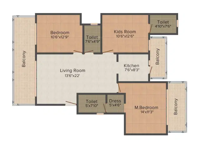 Lotus Woodview Gurgaon - 3 BHK Plan