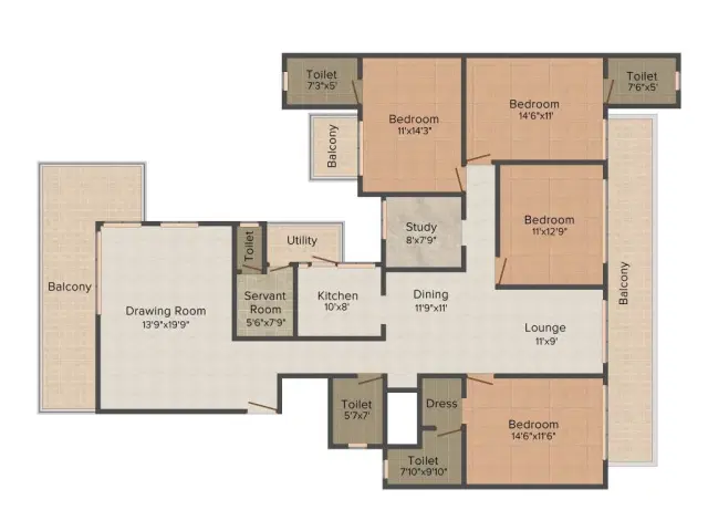 Lotus Woodview Gurgaon - 4 BHK Plan