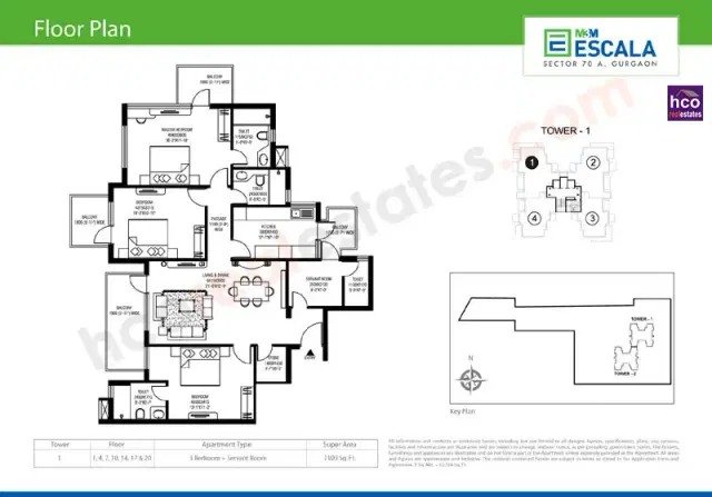 M3M Escala Gurgaon - 3 BHK Plan