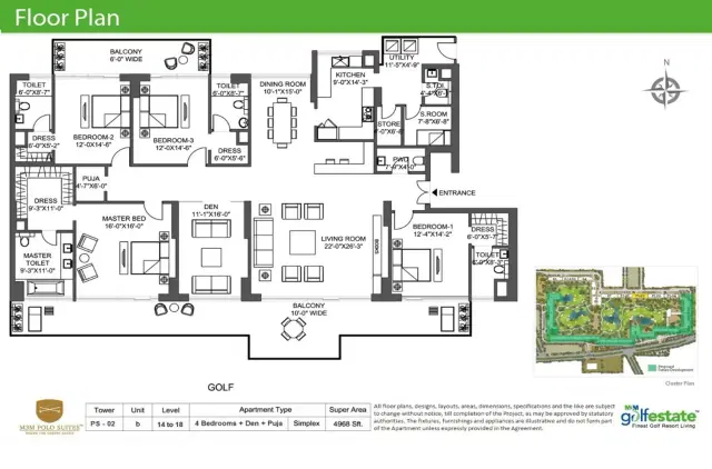 M3M Golf Estate Gurgaon - 4 BHK Plan