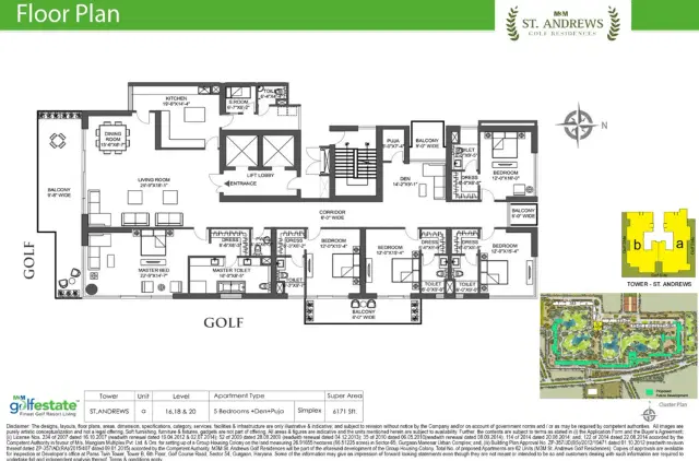 M3M Golf Estate Gurgaon - 5 BHK Plan