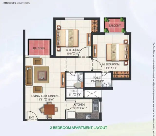 Mahindra Aura Gurgaon - 2 BHK Plan