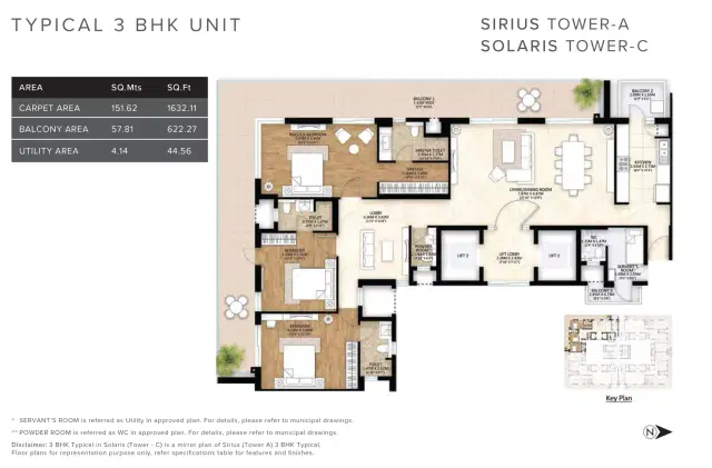 Mahindra Luminare Gurgaon - 3 BHK Plan