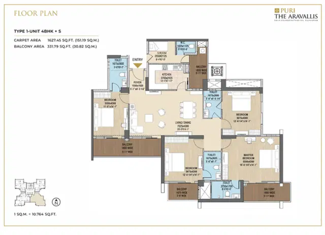 Puri The Aravallis - 4 BHK Plan