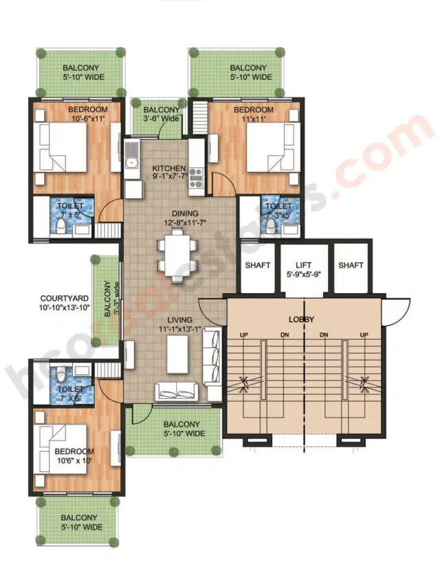 Raheja Aranya Sohna - 3 BHK Plan