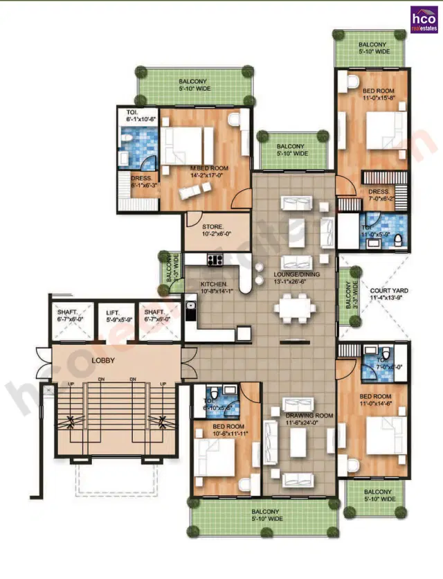 Raheja Aranya Sohna - 4 BHK Plan
