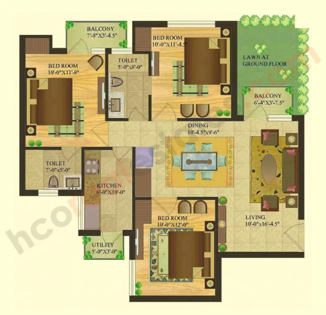 Sare Royal Greens Gurgaon - 3 BHK Plan