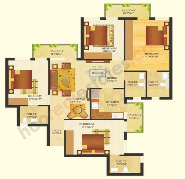 Sare Royal Greens Gurgaon - 4 BHK Plan