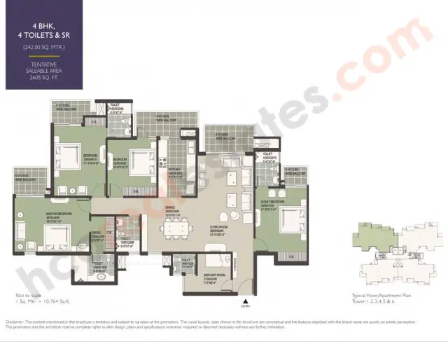 Satya Hermitage Gurgaon - 4 BHK Plan